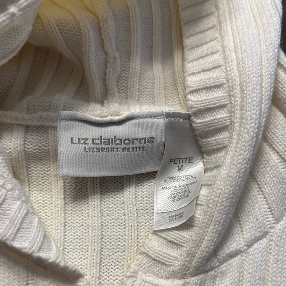 Liz Claiborne Cream Cardigan Short Sleeve Sweater with Ribbed Knit - Picture 2 of 3